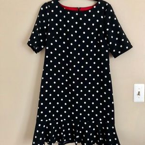 Polka dot peplum shift dress short sleeve